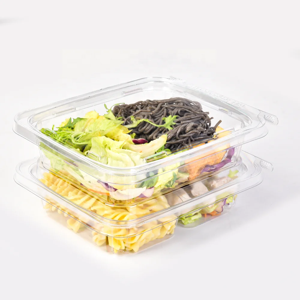 Custom 20oz Food Container Transparent Container Proof Tamper Evident Plastic Salad Fruit Biscuit Cookie Food Box with Clear Lid