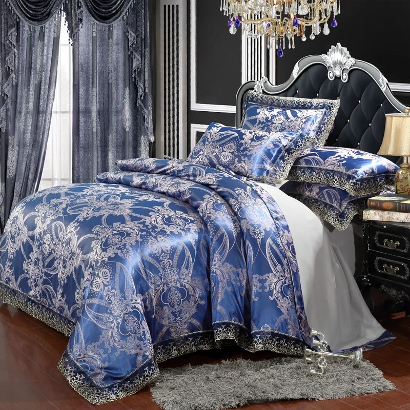 Bedding linen European satin jacquard four piece set with lace lace lace four piece set