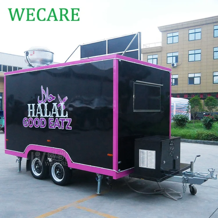WECARE Towable Coffee Shop Mobile Hotdog Icecream Food Cart Fully Equipped Square BBQ Concession Grill Food Trailers for Sale