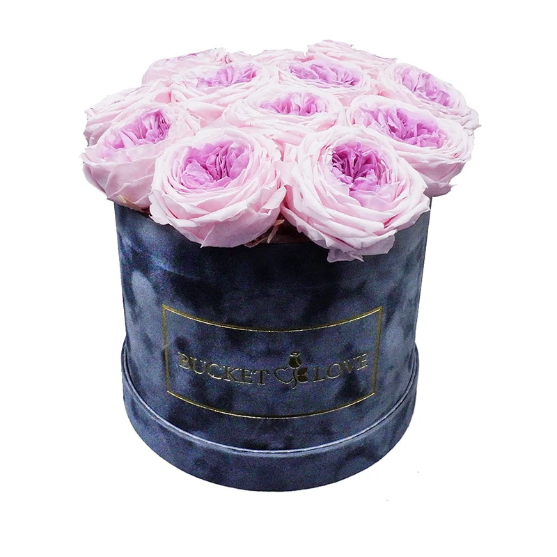 
Shenzhen Wholesale Suede Luxury Round Flower Box, Velvet Box For Rose Packing 