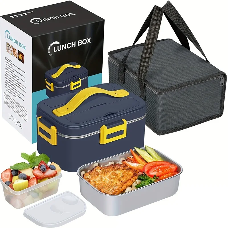 Electric Lunch Box Food Thermal Container Stainless Steel Water-free Portable Heated Lunch Box for car and home
