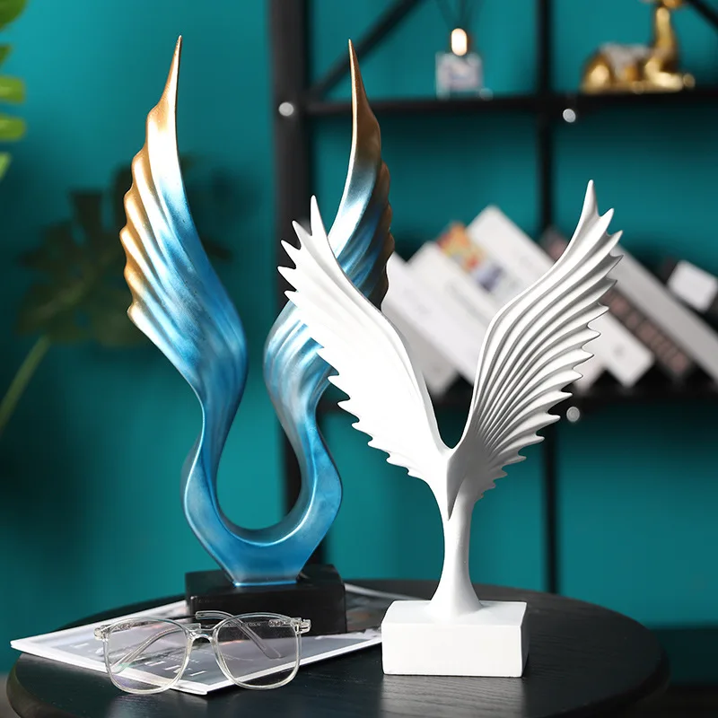 Nordic American Decoration Resin Gift Simple Angel Wing Decoration Resin Music Model Room Cabinet Statue Figurines Crafts