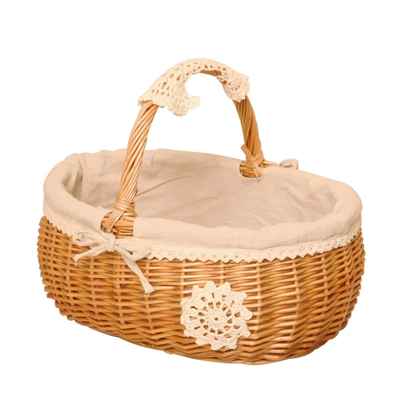 Деревянные плетеные корзины для домашнего хранения с ручкой тканевым вкладышем/плетеная деревянная плетеная корзина дома