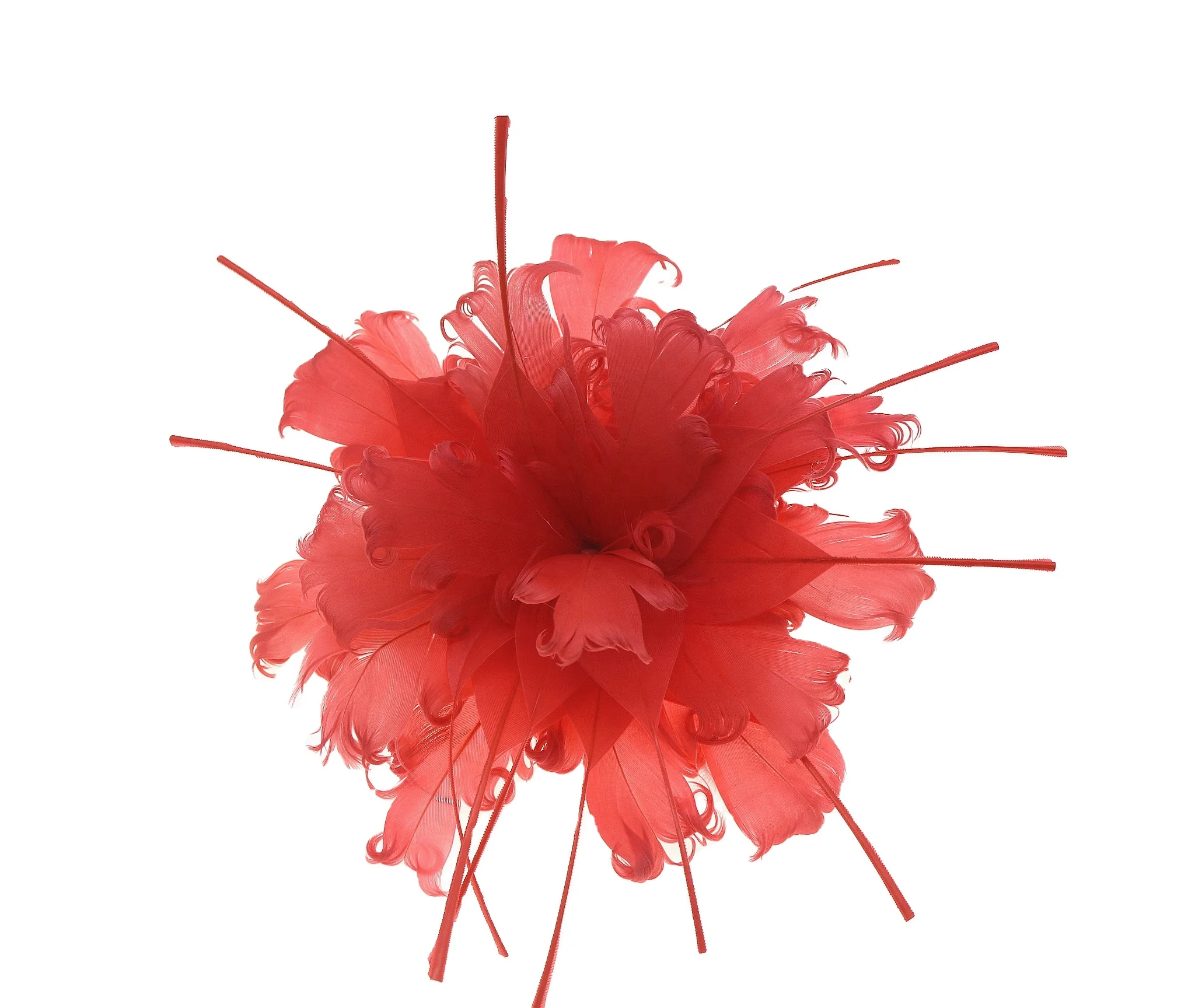 curly goose feather flower mount with wire accessory