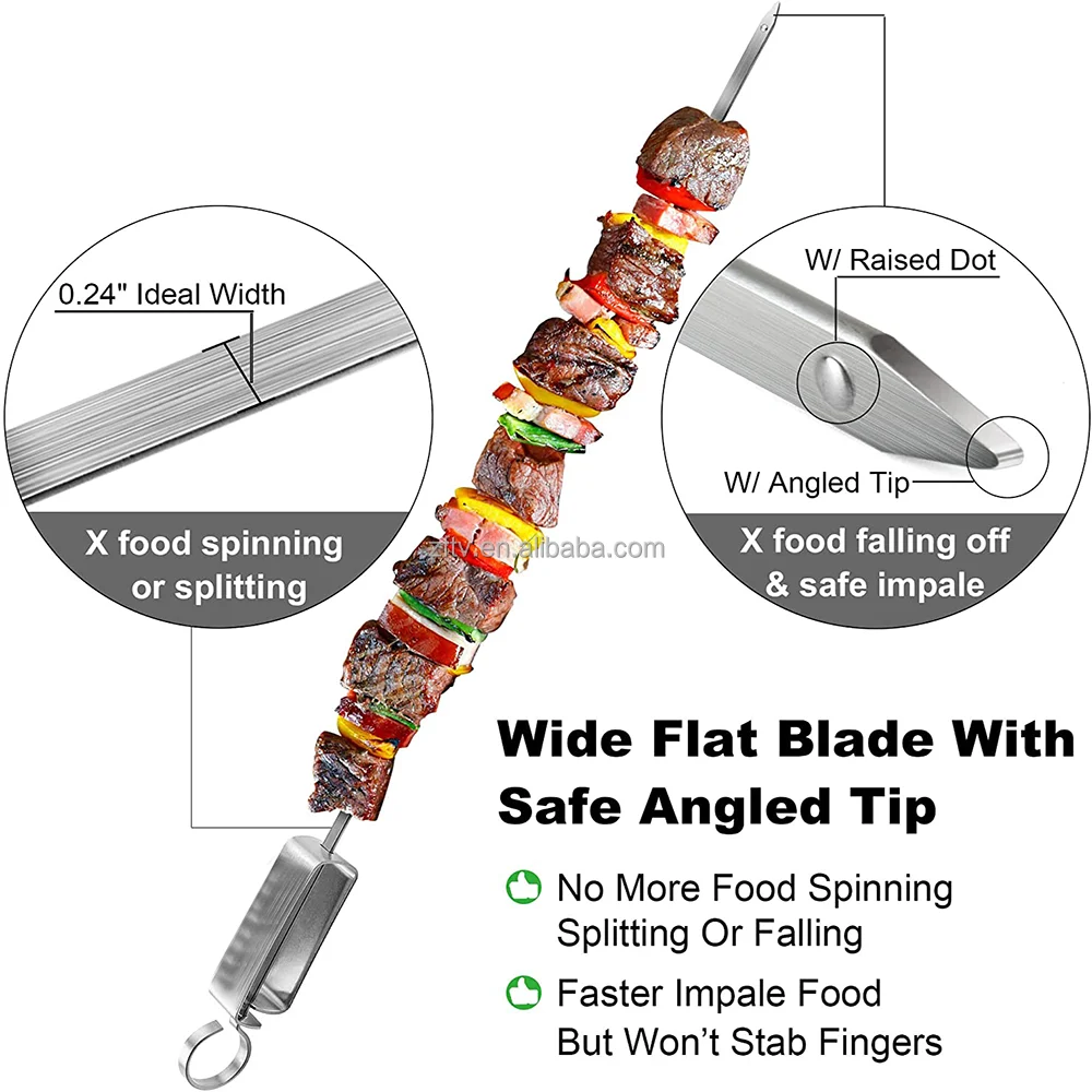 Barbecue Meat String Skewers Chunks Of Meat Stainless Steel  Roast Stick For BBQ Outdoor Picnic New 2022