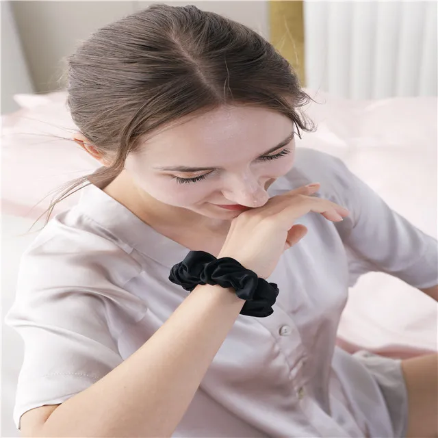 Flaming Best Selling 100% mulberry silk 1cm width hair scrunchie silk