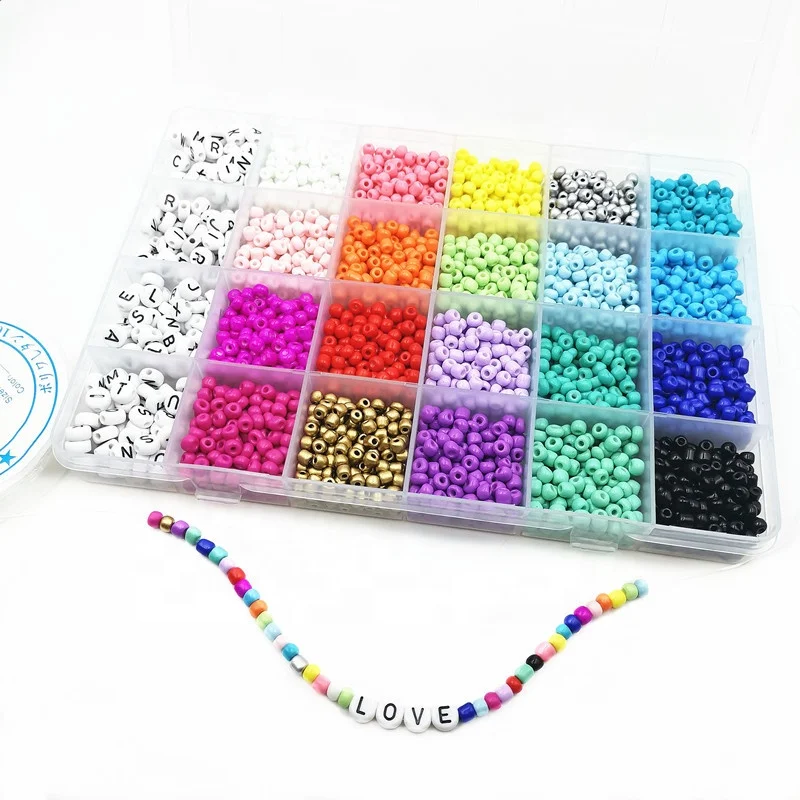 Хит продаж круглые стеклянные бусины Hobbyworker с 24 отсеками смешанных цветов буквами бисер «сделай сам» аксессуары для ювелирных изделий детей Amazon