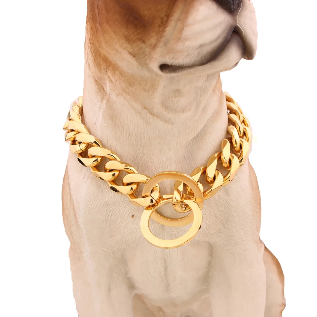 Gold collare pet big hip hop leads chains kit Dog collars choke necklace collar leash cuban dog chain