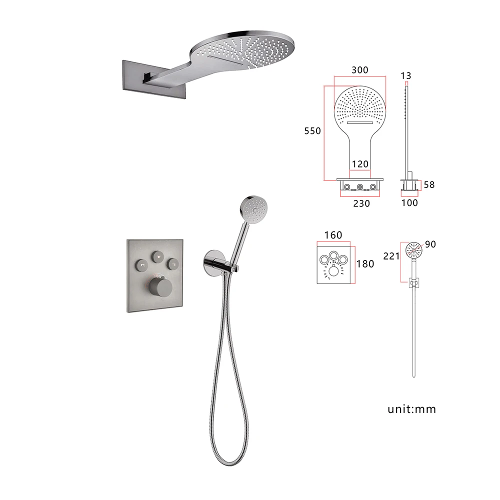 High-quality all-copper ceramic spool thermostatic shower switch for bathroom Accessories Three functions