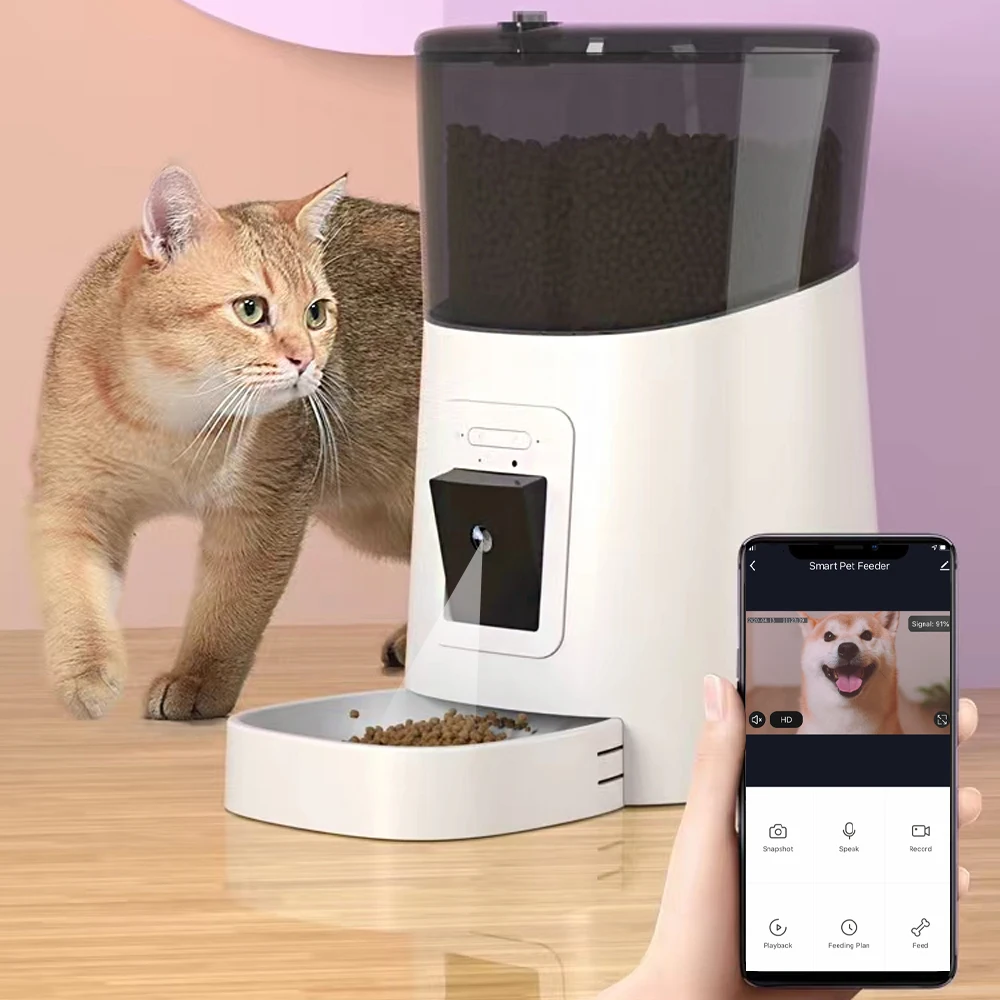 Лидер продаж умная кормушка для домашних животных Wi-Fi 6 л кошек и собак с камерой 1080P многофункциональный диспенсер еды отличного качества