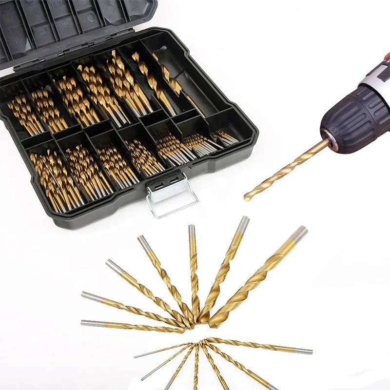 99 Piece Set Titanium Hss Plated Plastic Box Twist Bit 1.5-10 Combination Bit Twist Drill
