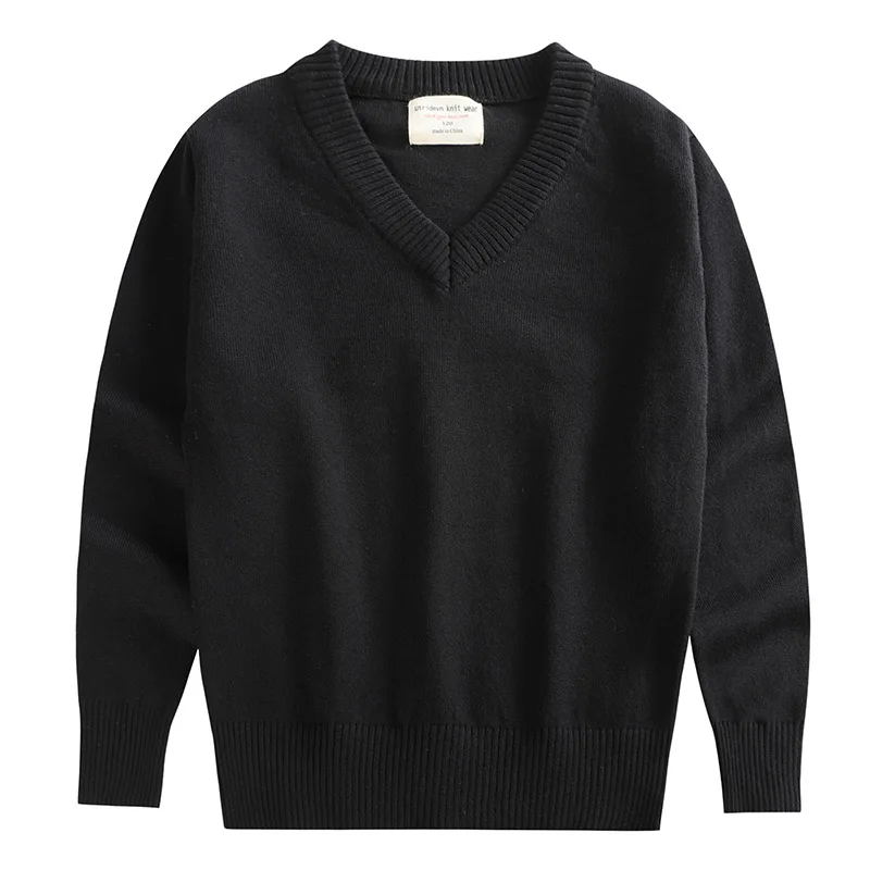 High school uniform boys v neck pullover girls fall solid knitted long sleeve sweater student back to school clothing