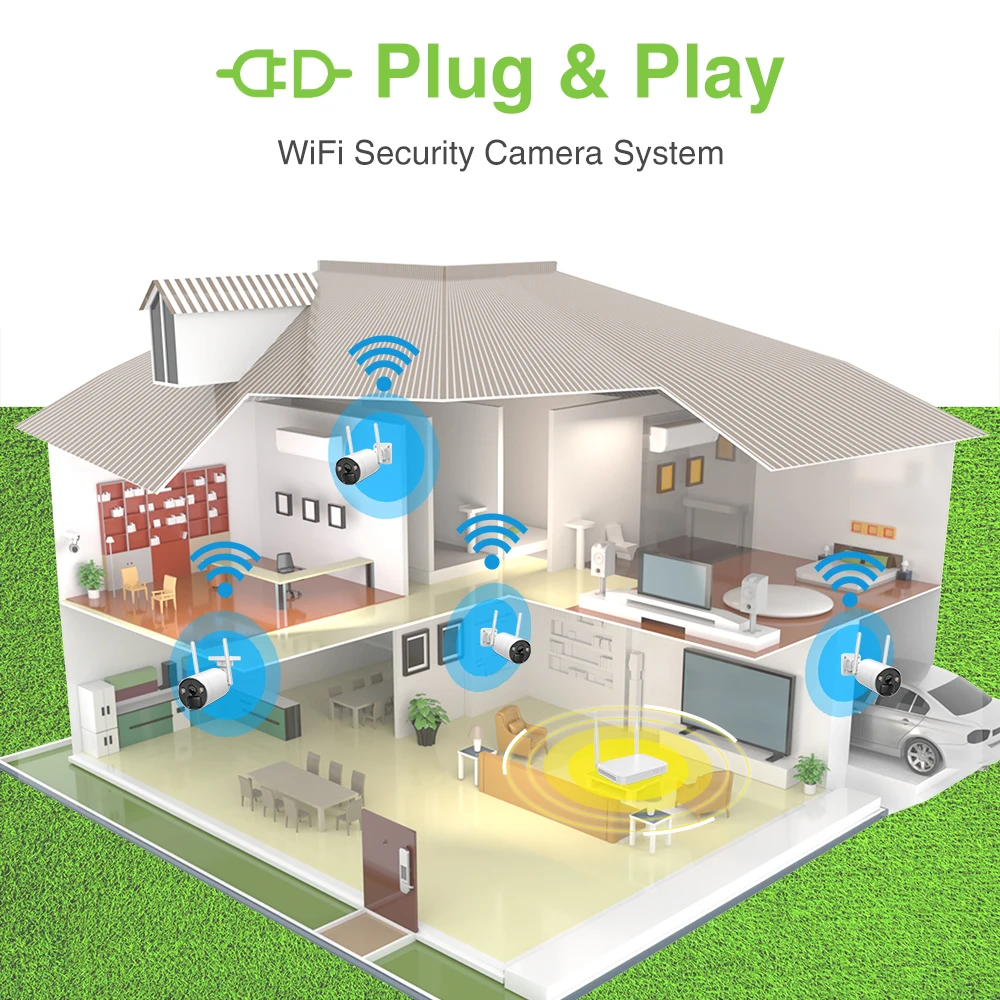 8-канальная Беспроводная система видеонаблюдения 2K WIFI NVR 3 Мп Солнечная IP-камера с аккумулятором Wi-Fi