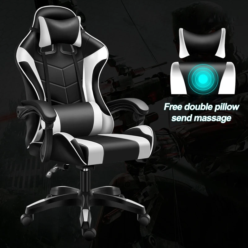 Manufacture Ergonomic Swivel playing chair RGB Adjustable PU Leather massage computer game chair silla gamer