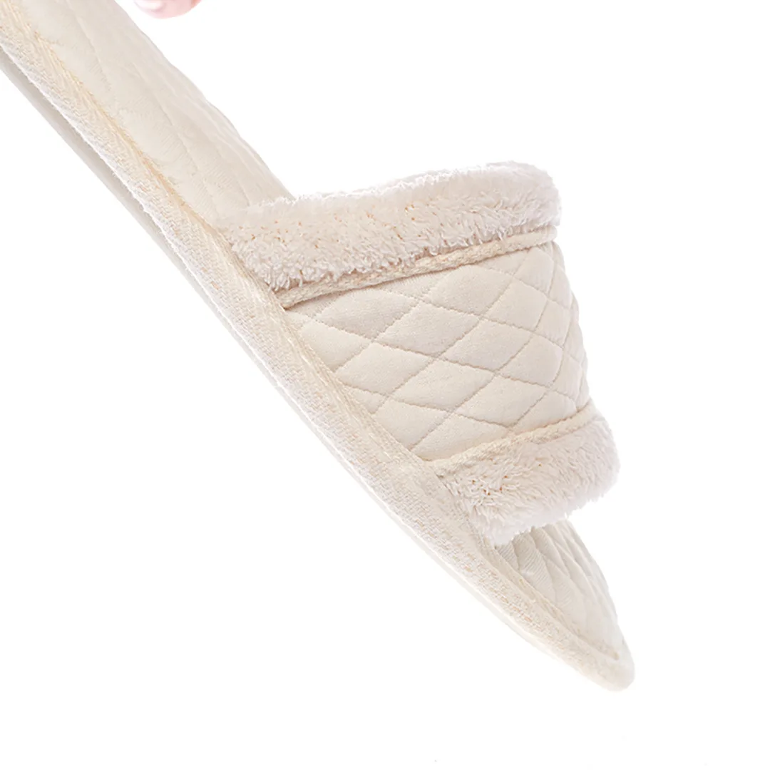 Cozy Fur Open Toe House Slip On Slippers Non Slip Soles Lightweight Slippers for Women