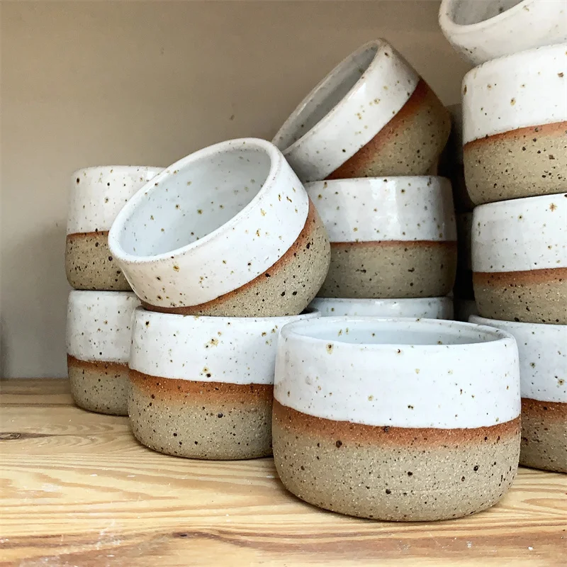 New arrival double color design mini espresso coffee tea mug matte stoneware mug without handleTumbler Handmade Beaker Drinkware