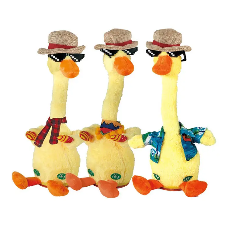 Recording Talking Singing Music Dancing Yellow Duck Plush Toy Funny Wriggle Doll Talking Game Funny stuffed plush toy