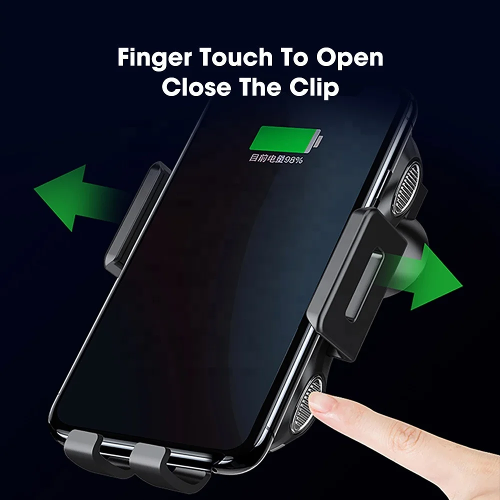 Vnew portable high quality 10W quick charging wireless phone charger infrared sensing car holder