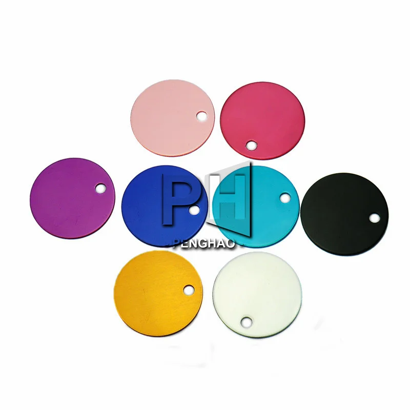 Wholesale Round Shape Aluminum Pet ID Tag 2 Sided Custom Engraved Dog Cat Pet Name Phone Number ID Tag Charm Personalized
