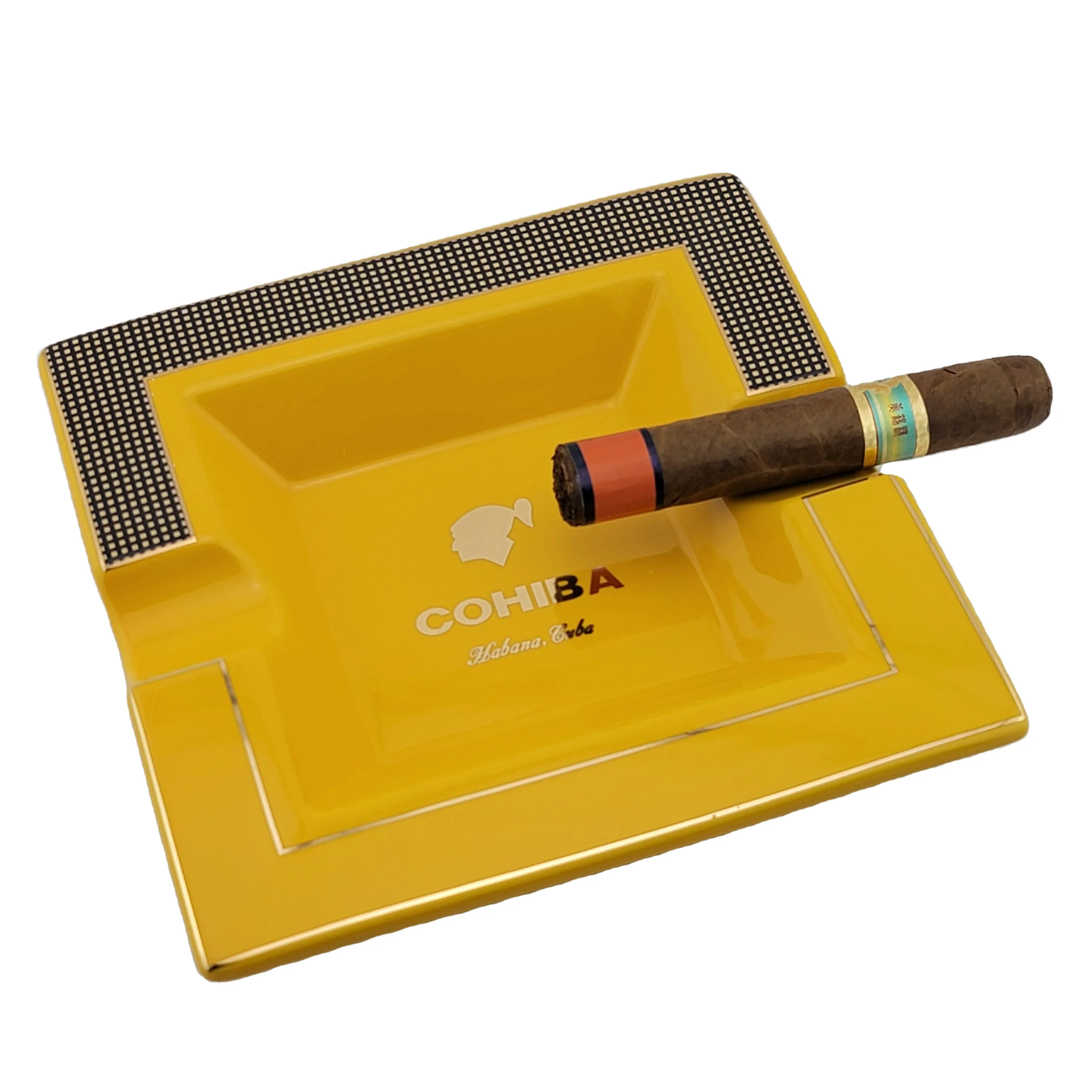 Factory portable rectangular  wholesale small  cigarette ceramic cigar ashtray