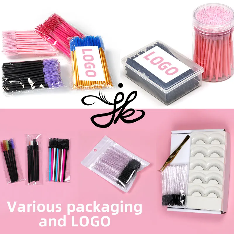 Cleaning Solid Nylon Bendable Pink Mini Tool Micro Mascara Wand Disposable Eye Eyelash Extension Lash Spoolie Applicator Brush