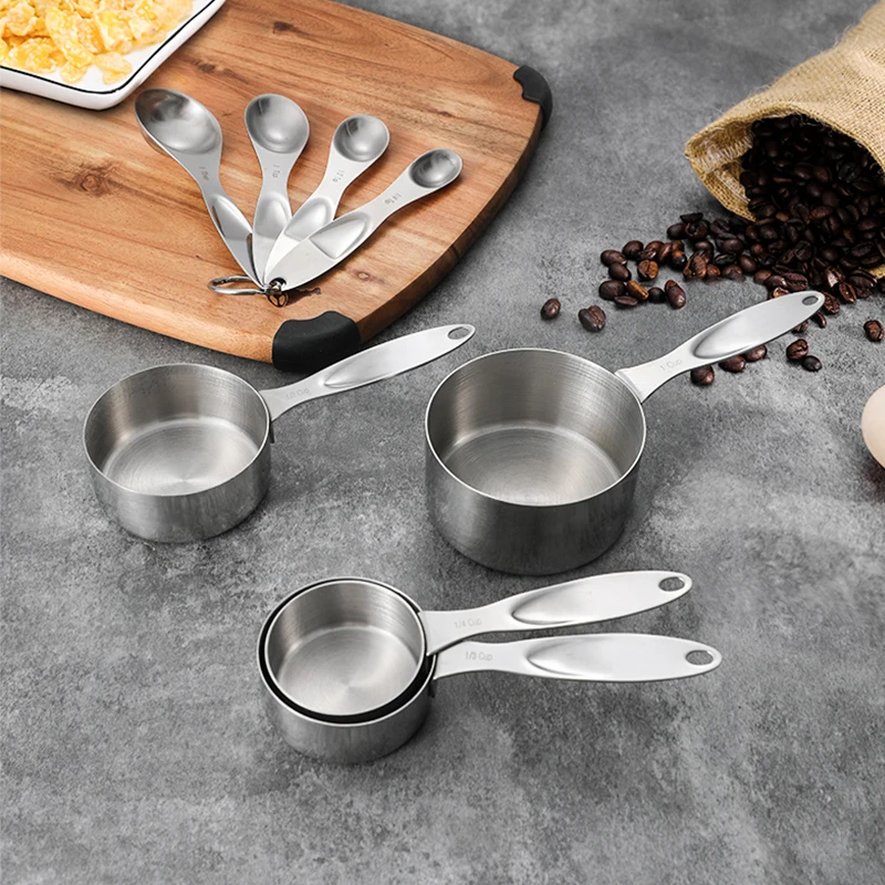 Kitchen Powder Coffee Measuring Tools  Stainless Steel Measuring Cup and spoon Set Ein messbecher La taza de medir