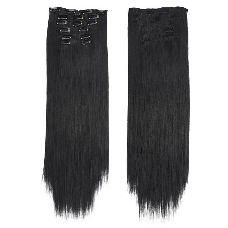 Wholesale Invisible 22 inch 6 pieces Hair Clip in Hair Extensions Straight Synthetic Hair