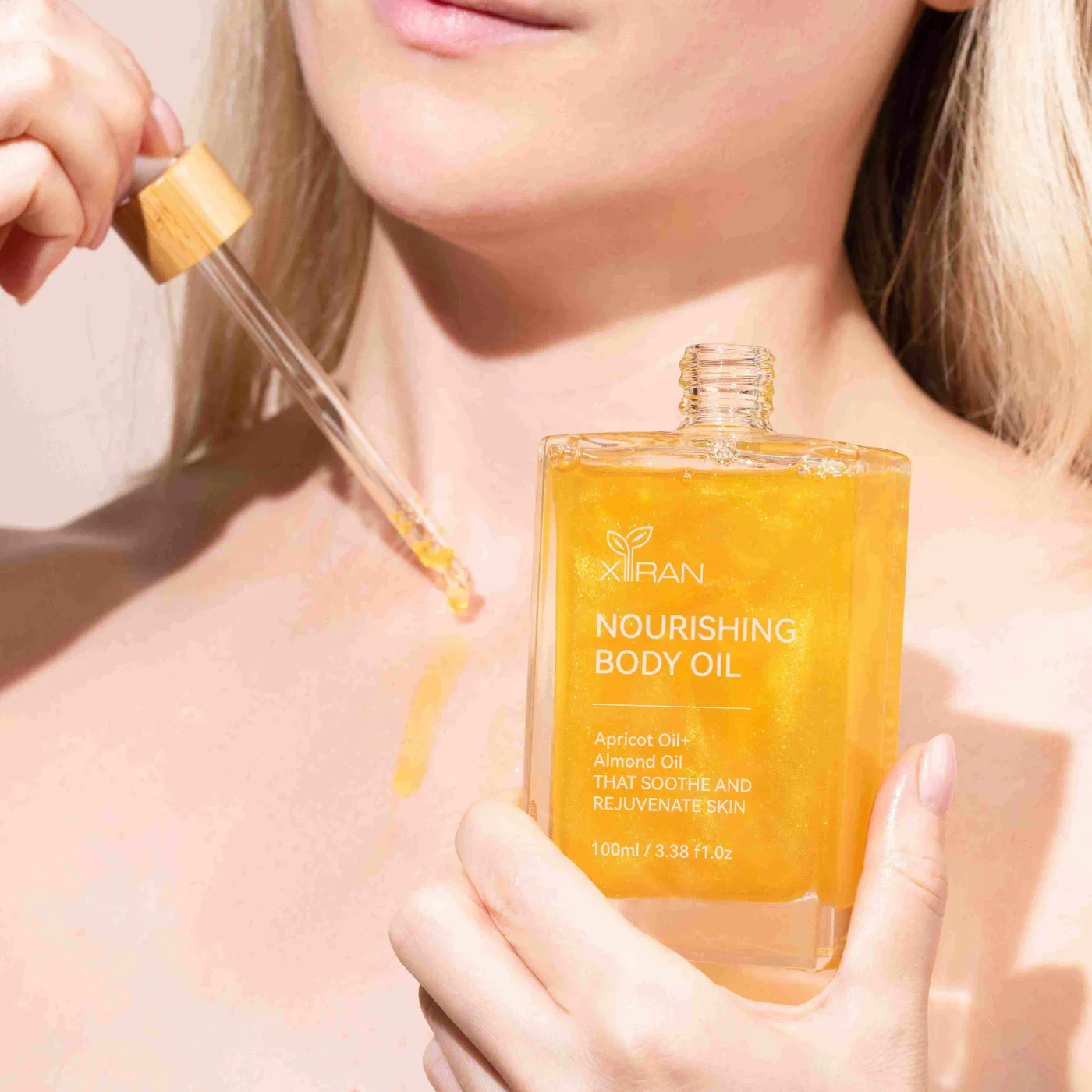 Custom Organic Apricot + Almond Oil Skin Firming Nourishing Moisturizing Body Oil For Skin Glow Long Lasting Body Massage Oil