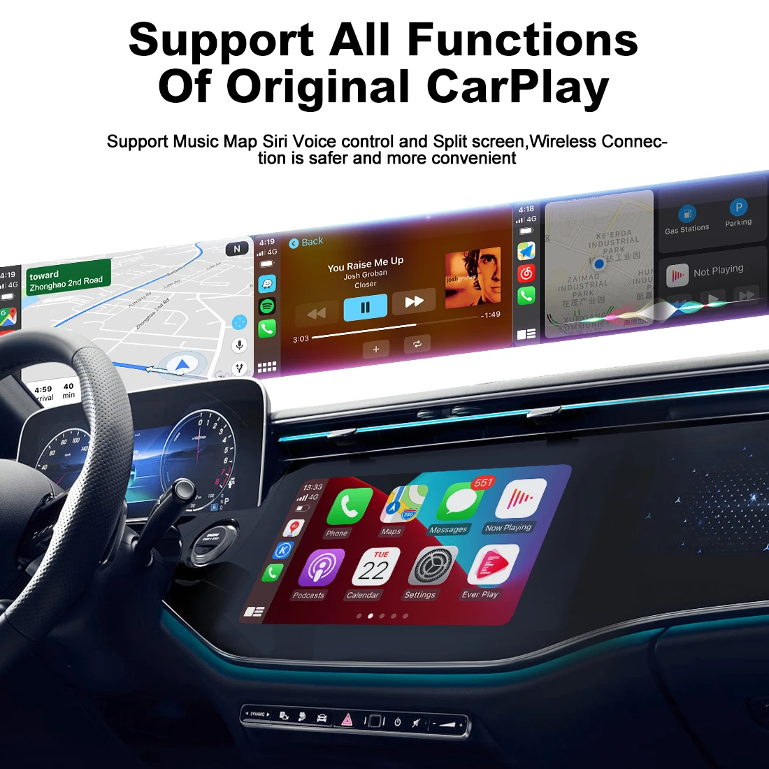 Wireless Carplay AI Box Universal 9 Inch Car Radio Multimedia Video Player Universal Smart Phone Adapter for Android Mmb Carplay