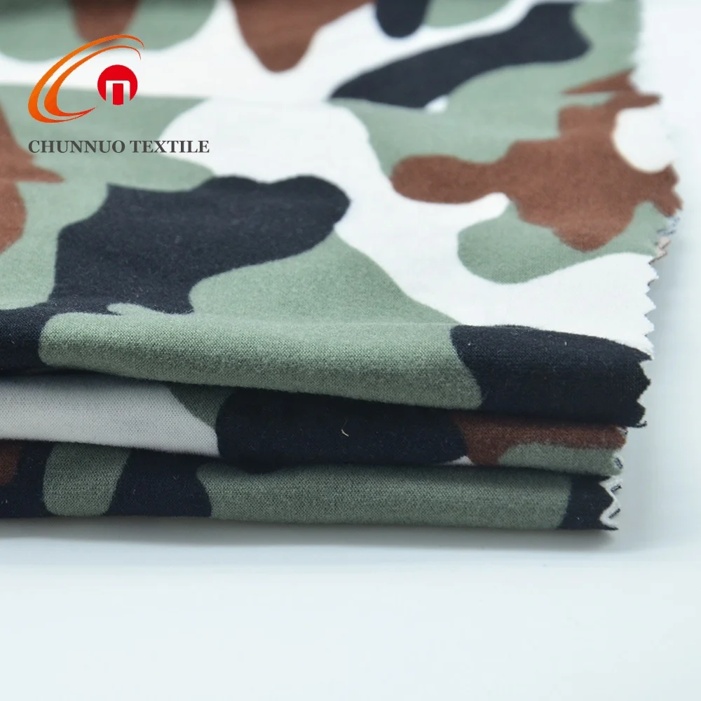Chunnuo Textile Green Camouflage Brushed DTY Fabric Polyester Elastane