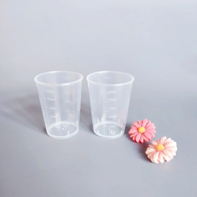 Hot Sale Laboratory 50ml Clear Plastic Measuring Beaker Cups PP plastic liquid scale measurement cup medicine measuring cups