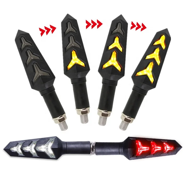 Waterproof Rear Amber Bike Indicators 12V DRL Sequential LED Turn Signal Strip Lights for Motorcycles