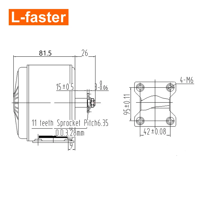 L-faster 24V 250W Electric Scooter Bike Brushed high speed Non-gear Motor 11 teeth sprocket motor kit