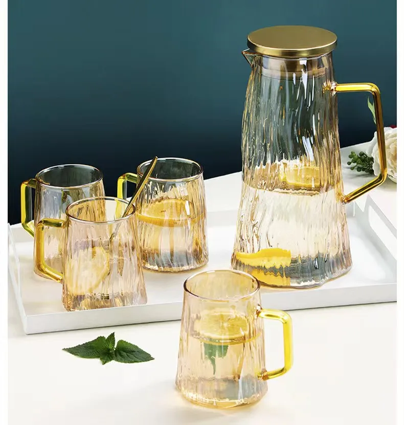 cheap promotional glass pitcher water jug glass tea pot costom glass water jug set