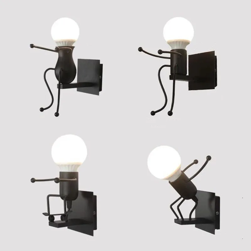 Industrial loft outdoor wall lamp vintage retro wall lights for home lamp little man wrought iron japanese wall lamp