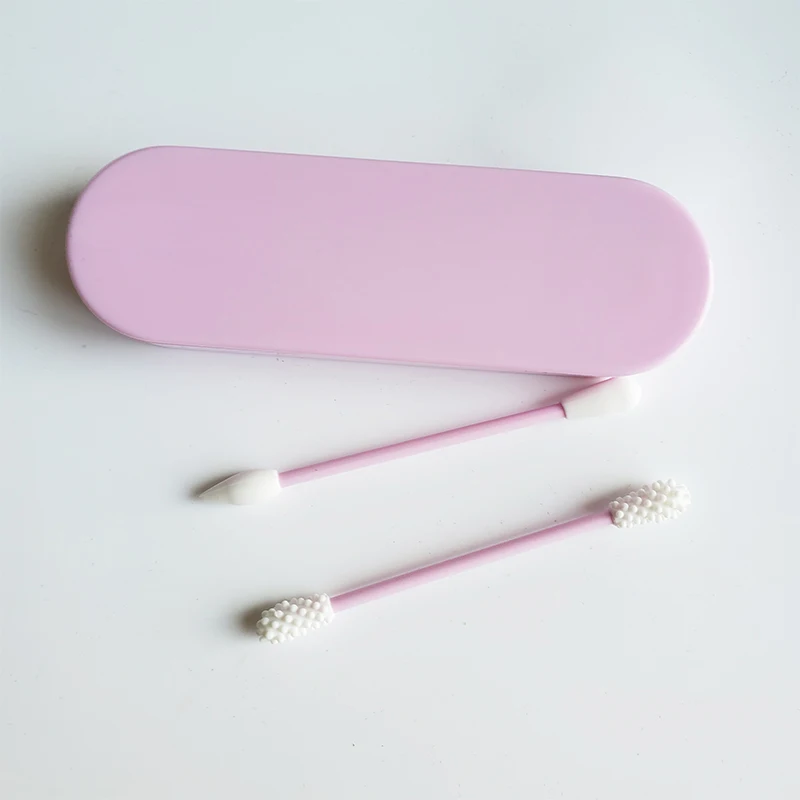 Make Up Cleaning Reuse Swab Silicon Tips 2pcs Silicone Cotton Ear Swab