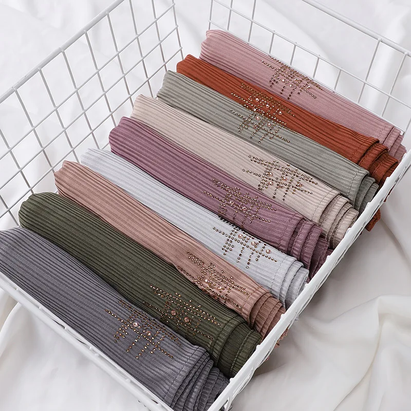 New Luxury Large Cotton Plain Stretch Scarf Women Wrap Hijab And Shawl Muslim Headscarf For Women Ladies Head Scarf