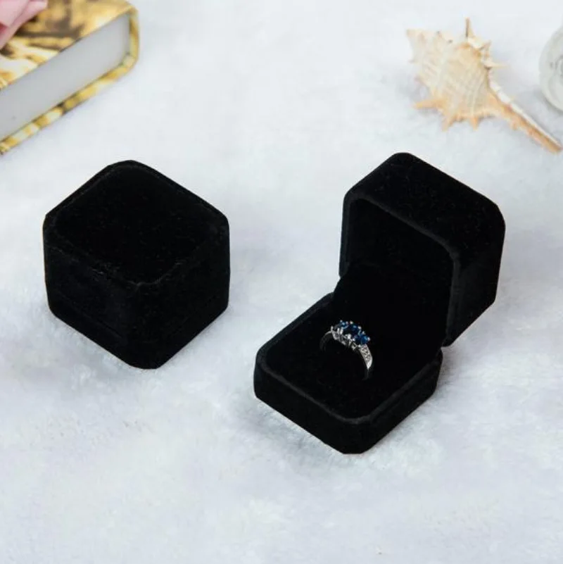 Flannel Jewelry Pendant Packaging Wedding Ring Box Stud Earrings Flocking Gift Box
