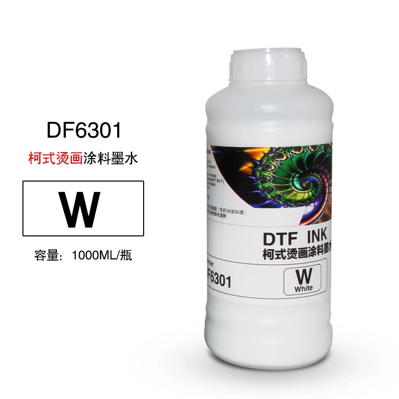 High quality Digital textile pigment inkjet ink CMYKW for DTF printing machine use on L1800 and 4720/i3200 print head