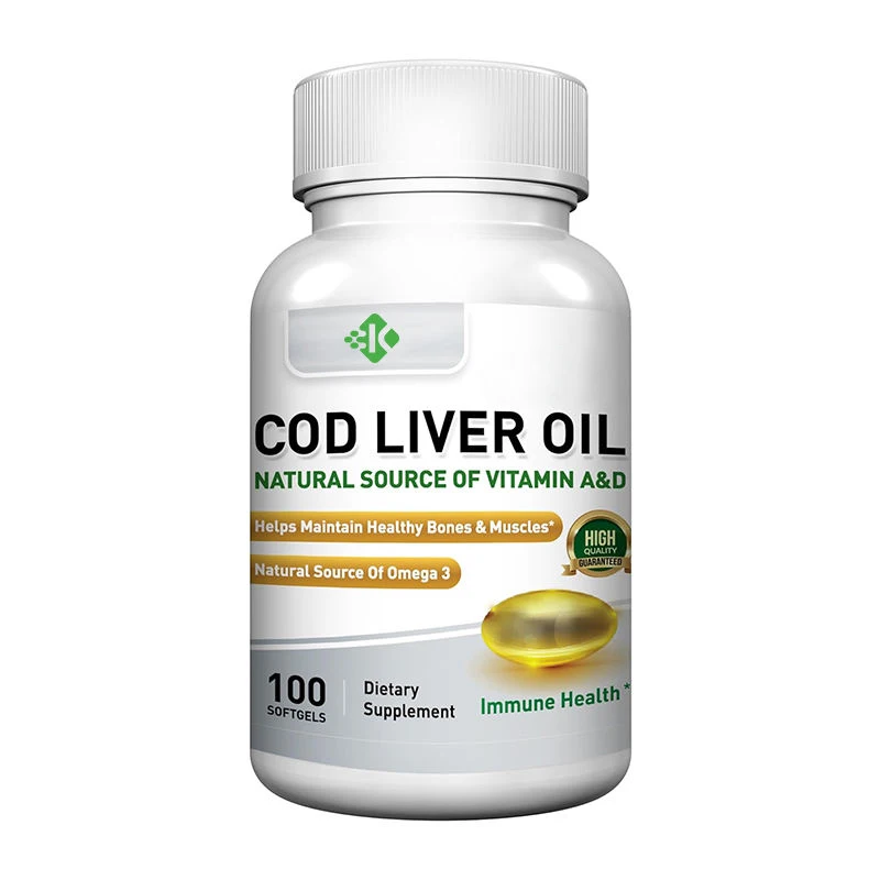 Private label support for brain, heart, eyes, and immune health Omega 3 fatty acid EPA and DHA cod liver oil soft capsules
