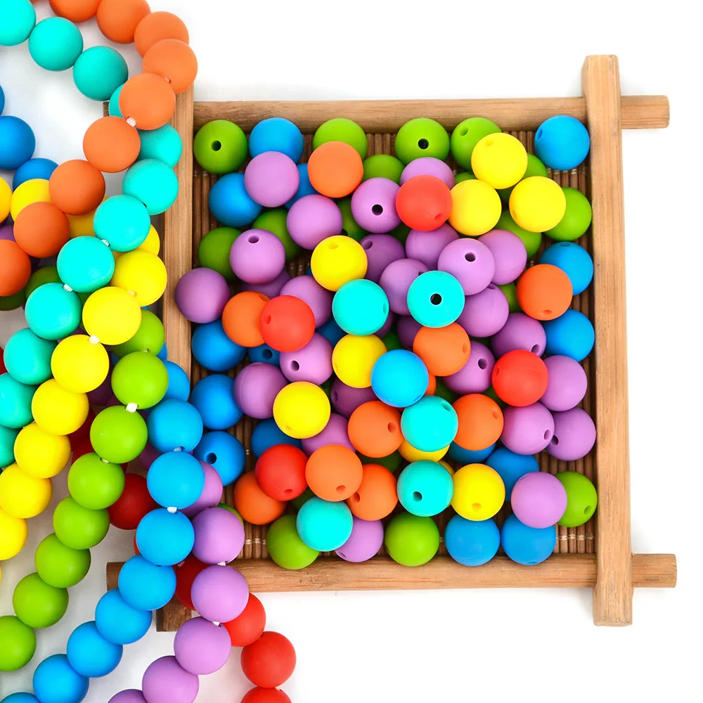 Factory Wholesale BPA Free Food Grade Silicone 9/12/15/19/22mm Accessories Bulk Round Loose  Silicone Opal Beads