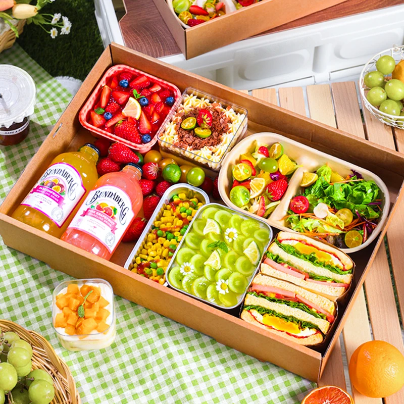 Крафт-бумага сэндвич десерт торт упаковочная коробка ассортимент еды для пикника упаковка