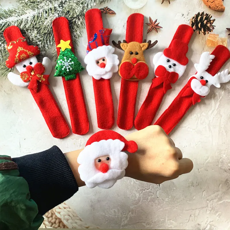 Christmas decorations Christmas Toys Hand Ring Santa Snowman Plush Hand Circle Christmas Children Gift Hand Slap Clap Bracelet