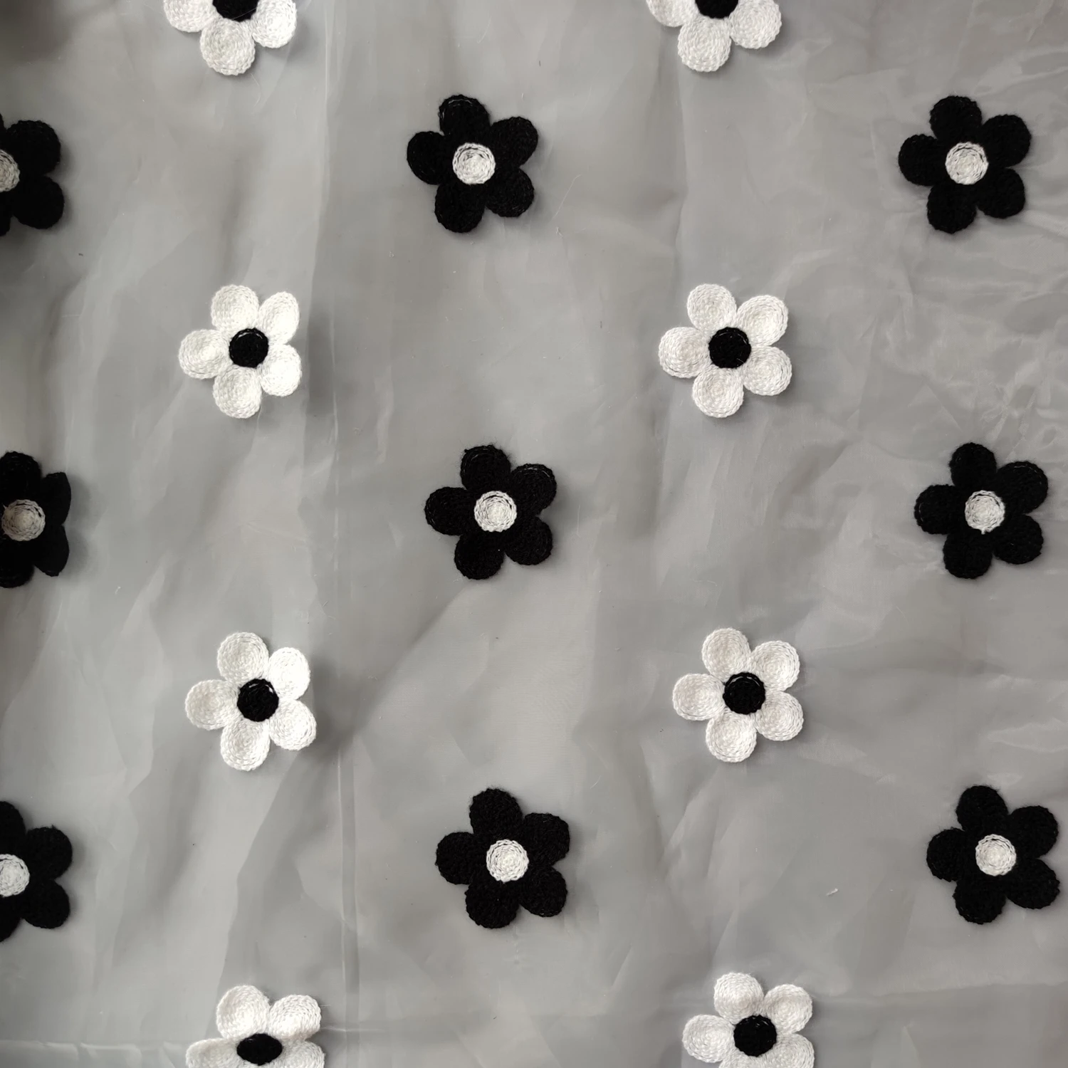 black white towel flower embroidery lace fabric
