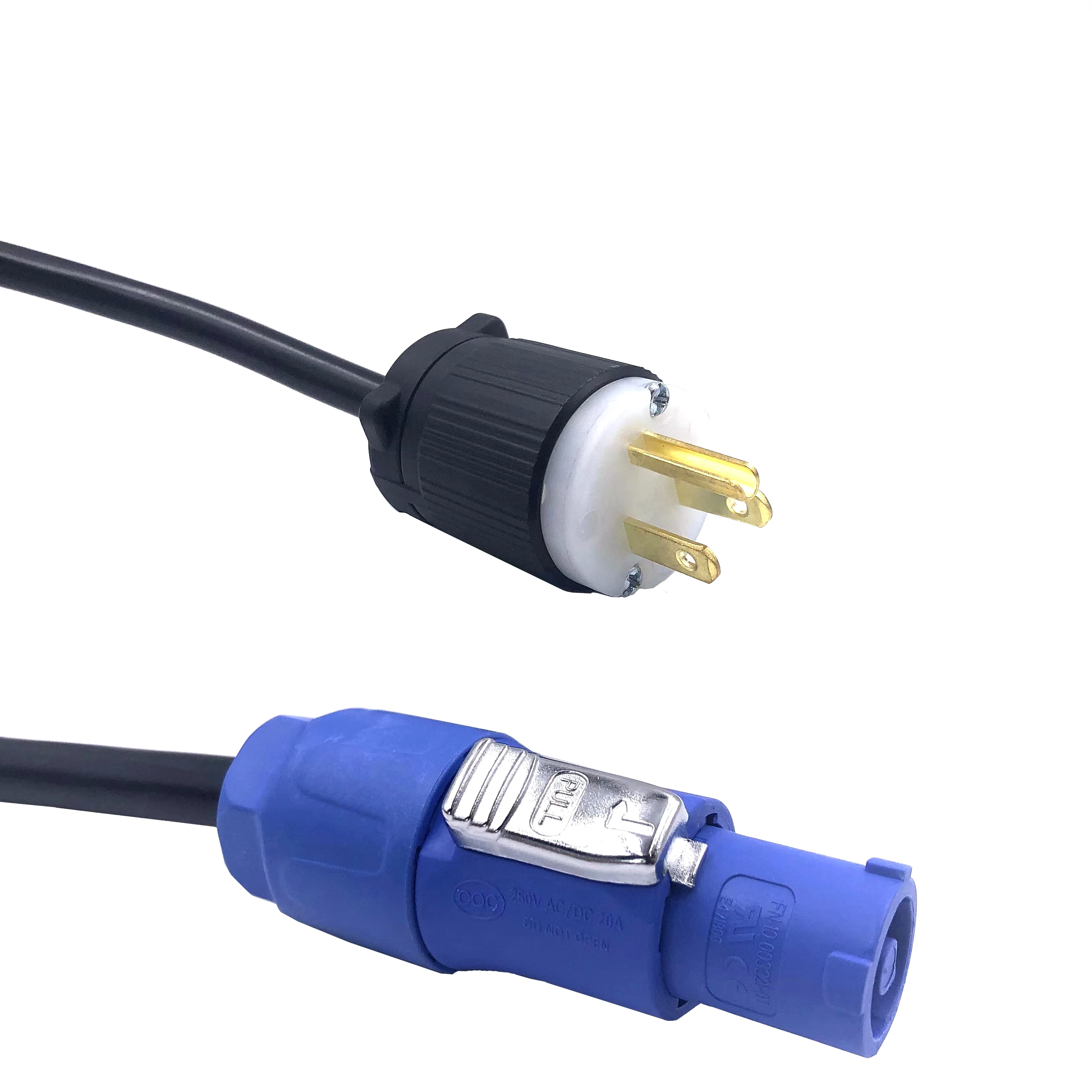 6 Feet 110V 15A Nema 5-15P Assembled Plug to Powercon 14AWG Extension Cables