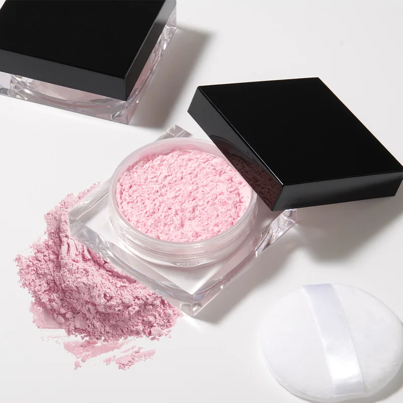 Custom Your Logo Waterproof Long Lasting Vegan Pink color private label face makeup translucent setting powder