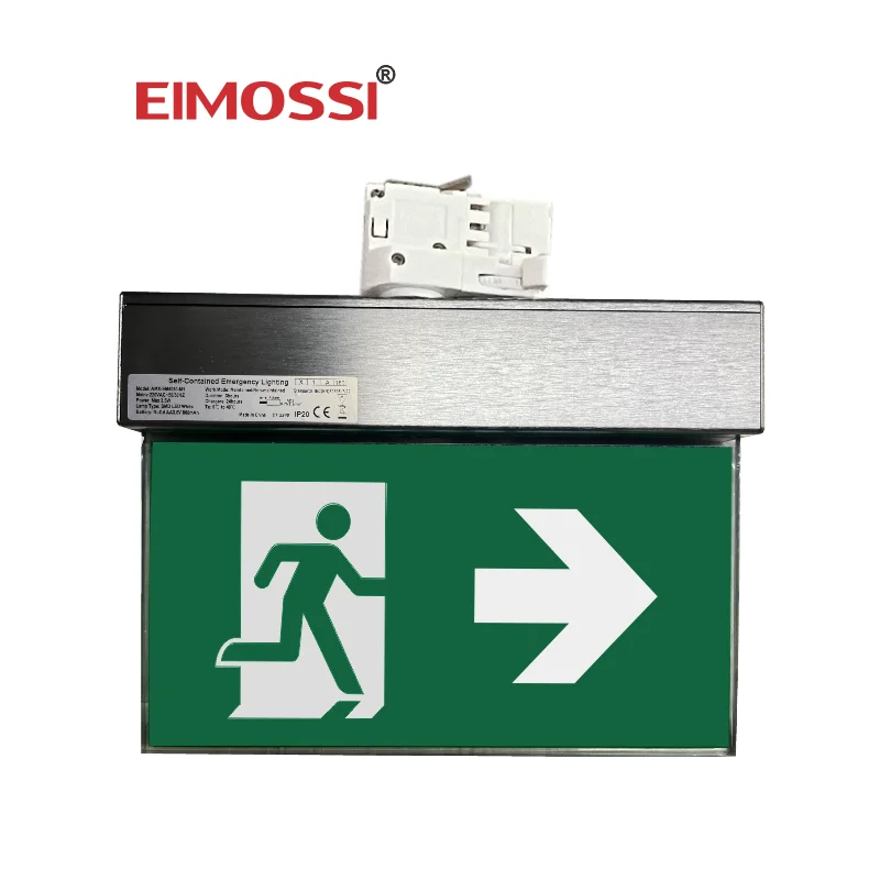 Track mounted AIMOXI EM4060 acrylic board light rechargeable LED emergency exit for door supermarket exit sign