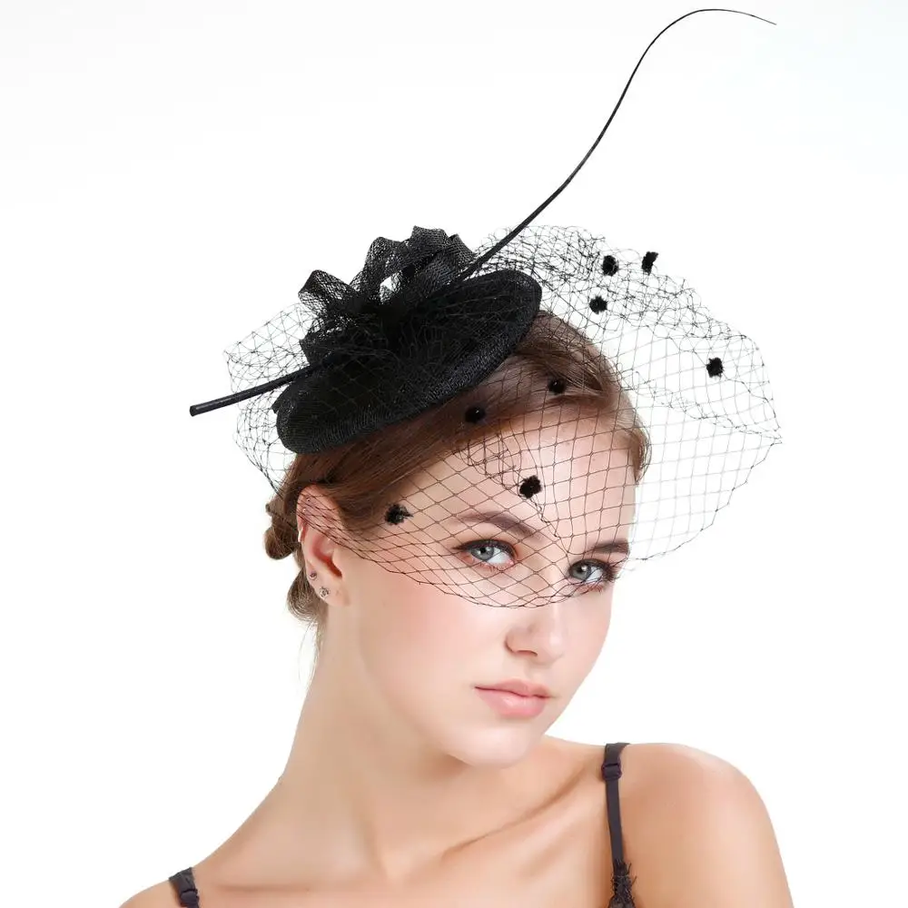 2020 New Design Elegant Wedding Hair Feather Fascinator church hats for black women