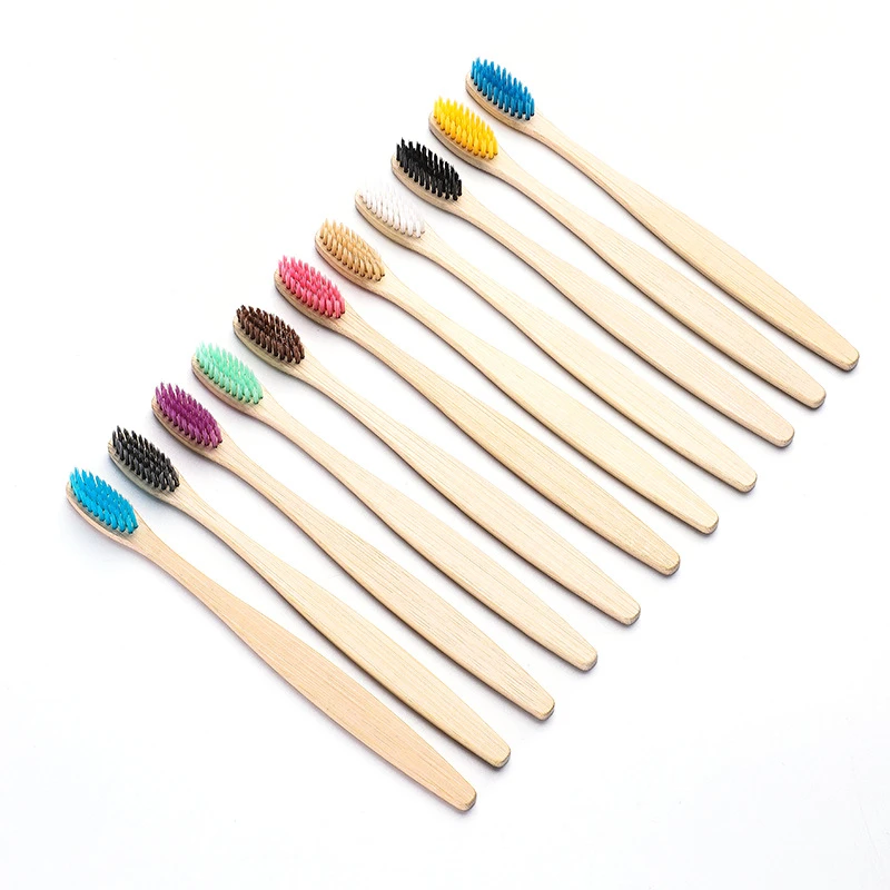 Biodegradable Natural Bamboo Charcoal Toothbrushes Eco Friendly Color Bristle Wood Tooth Brushes Soft Bristles Bamboo Toothbrush