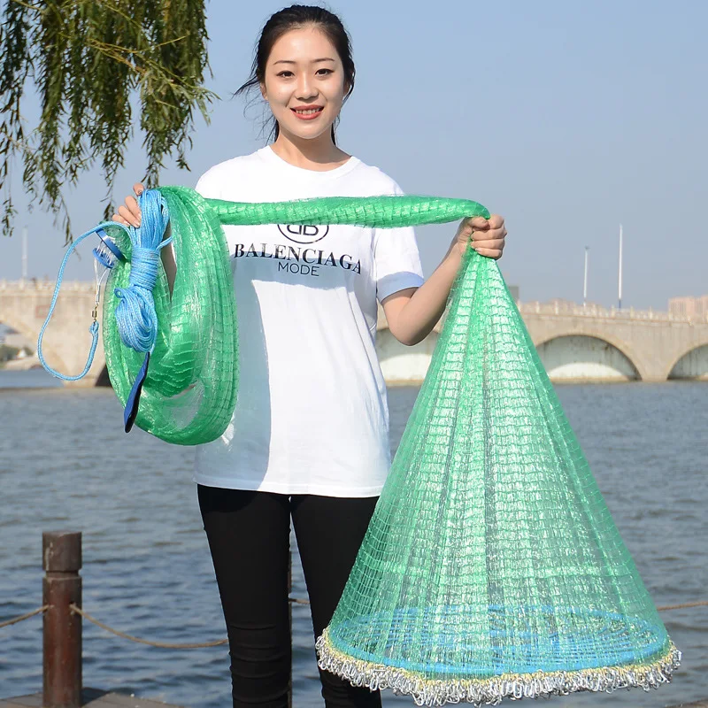 
Fly Hand Cast Net Throw Catch drawstring casting fishing net 